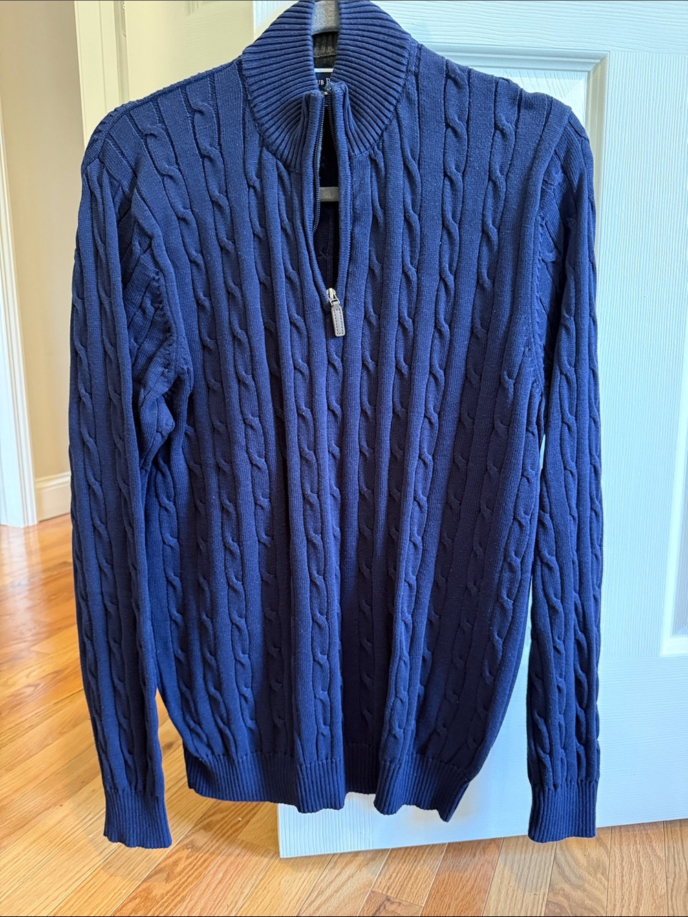 Club Room Men's Navy Cable-Knit Quarter-Zip Sweater